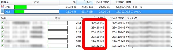ファイルサーバー内の巨大なExcelファイル